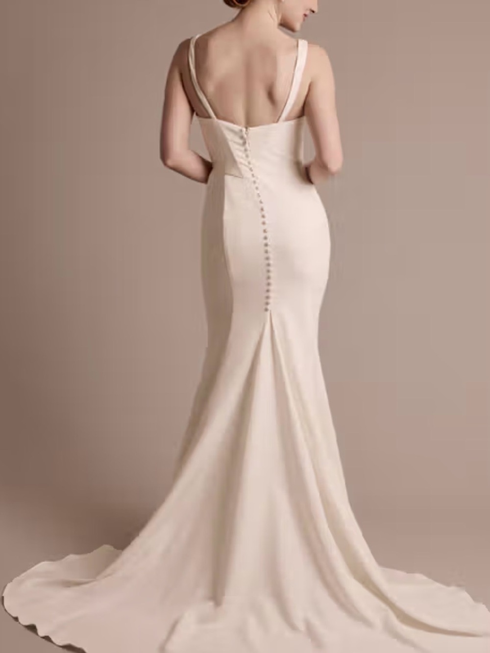 Elegant White Satin Mermaid Wedding Dress - Picture 3 of 4